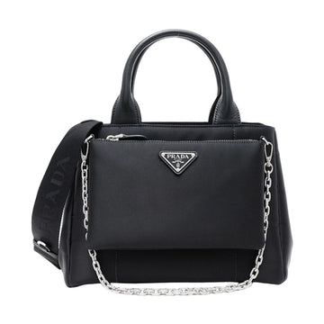 PRADA Dreieckslogo Doppel-Top-Griff Nylon Crossbody-Tasche F0002 148425577