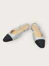 CHANEL Silver Two-Tone Slingback Pumps Low Heel Flat Shoes 148427570 [P]