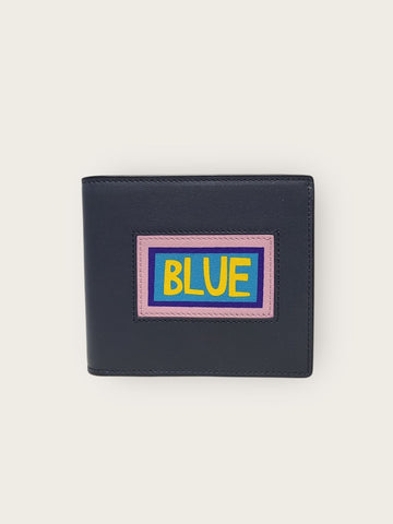 Fendi Navy Blue Leather Lettering Logo Men's Wallet 148490471