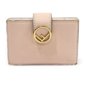 FENDI 8M0301 ベージュ ピンク カーフスキン F is アコーディオン カードケース 148518577