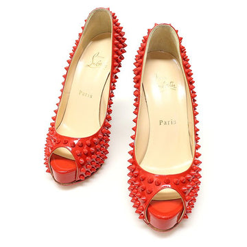 Christian Louboutin Red Patent Open-toe Vendome Spike Women's Shoes 37.5 148518603