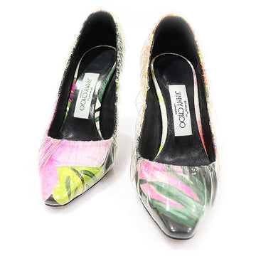 JIMMY CHOO Off-White Kollaboration PVC Satin Blumenmuster ANNE 100 Pumps Frauen Schuhe 35 148518675