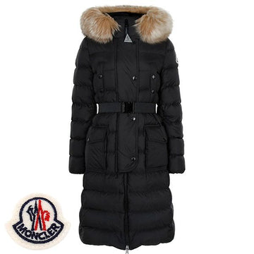 MONCLER Schwarze Chloe Kapuzenpelz Gänsedaunen Lange Jacke 1C00023 5968E 99M 148522715