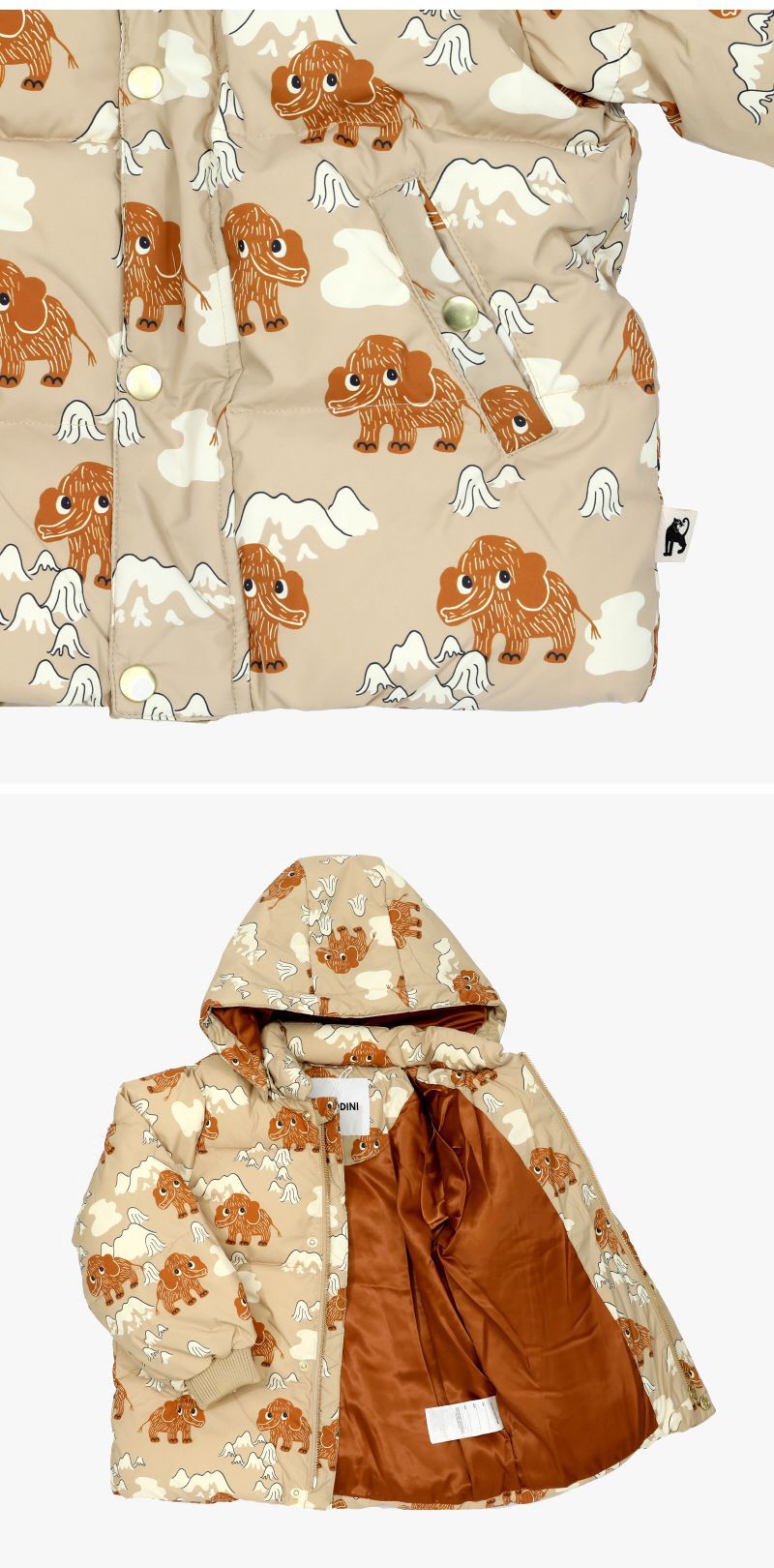 Mini Rodini Mammoths AOP Hooded Puffer Jacket 148527381 [P] – trenbe