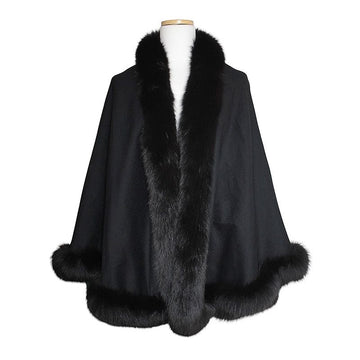 OTHER BRAND フォックスファー トリム カシミヤ ケープ フリーサイズ 148533373