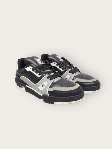 LOUIS VUITTON ブラックグレー LV レザー トレーナー スニーカー 6 148574878