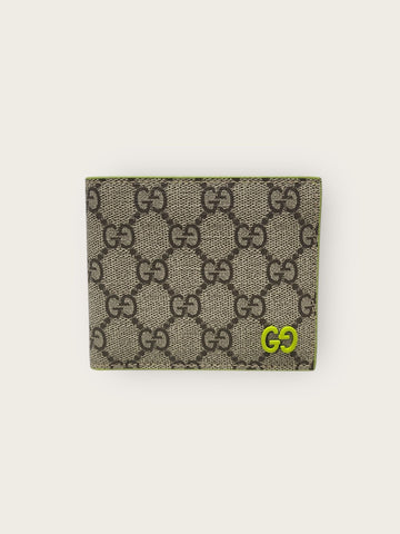 Gucci Beige Acid Green Lining GG Bifold Wallet 148575609