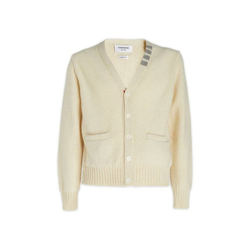 THOM BROWNE Schnür-V-Ausschnitt Strickjacke Ivory MKC455A Y1032 100 48463531