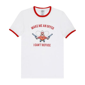 WILD DONKEY T-OFFER WEISS/ROT Kontrast Ringer T-Shirt 144729878 [P]