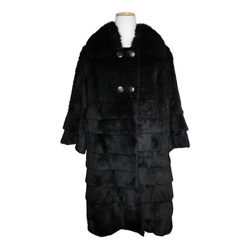 Other Brand Black Tiered Mink Fur Coat 44, 55 148624728