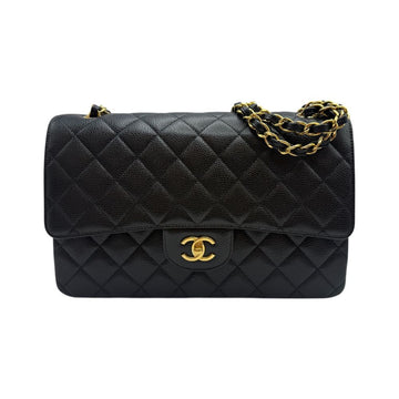 CHANEL キャビア クラシック ラージ フラップ バッグ 内蔵チップ ブラック A58600 148643951