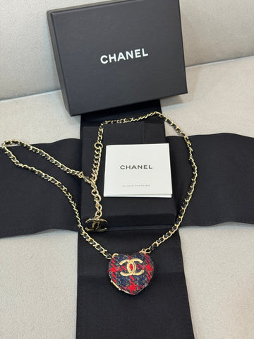 CHANEL Tweed Heart Necklace 148646167
