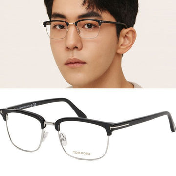 Tom Ford TF5504 005 Eyeglasses Frame Black Silver Combination Square Daily Fashion 145239594