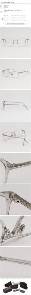 Tom Ford Blue Light Blocking Glasses Frame TF6053DB 020 Transparent Horn Rimmed Luxury Fashion Square Asian Fit 141055689 [P]