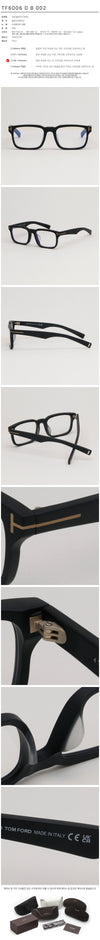 TOM FORD Bluelight-blockierende Brillenfassung TF6006DB 002 Asian Fit Luxus Matt Schwarz Quadrat Hornrahmen 140226111 [P]