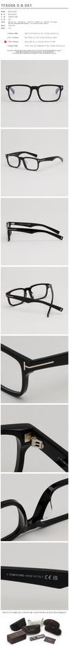 TOM FORD Brillenfassung TF6006DB 001, schwarze rechteckige Acetatfassung, asiatische Passform 120813705 [P]