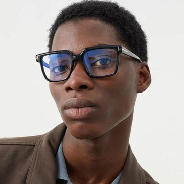 Tom Ford Blue Light Blocking Glasses Frame TF5889B 001 Luxury Big Size Square Horn Frame 86681447