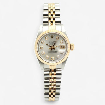 ROLEX デイトジャスト 26 シルバーダイアル レディース コンビ 時計 69173 アフターセッティング ダイヤ 1990年製 148680019