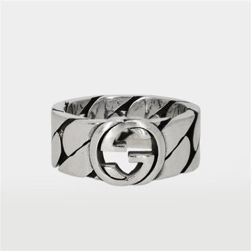 Gucci Interlocking G Wide 8mm Silver Ring 661515 J8400 0728 148703247