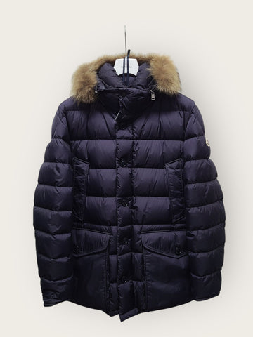 MONCLER Navy Wappen Cluny Rakunfell Daunenjacke 148703990