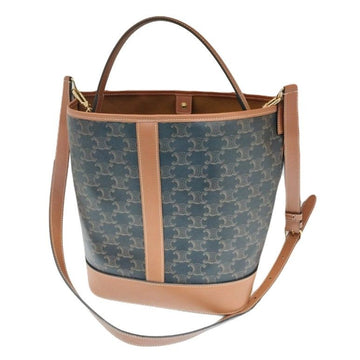 Celine Triomphe Canvas Brown Calfskin Medium Bucket Bag 191132 Shoulder Bag 148709558
