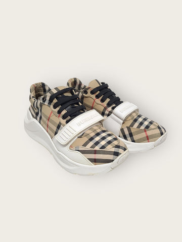 BURBERRY Weiße Vintage-Check Regis Velcro Sneakers 40.5 91477477
