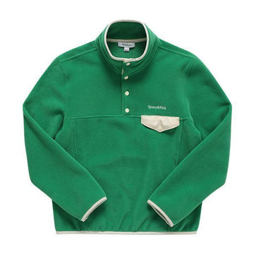 SPORTY & RICH QZ741VE KELLY/CREAMセリフロゴボタンポラフリースユニセックススウェット 144731305 [P]