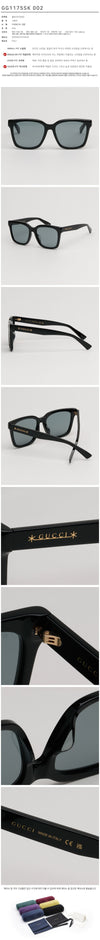 Gucci Sunglasses GG1175SK 002 Square Black Horn Rim Asian Fit 134033584 [P]