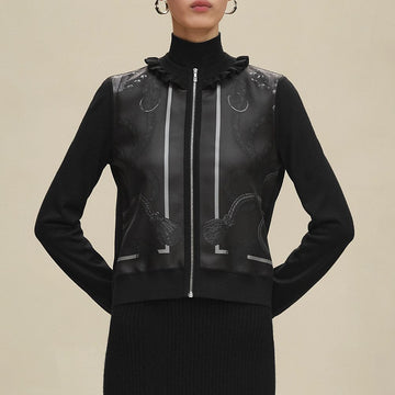 HERMES Longsleeve Twill Cardigan H5H2804DLIT38 147729193