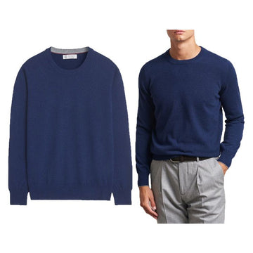 Brunello Cucinelli Cashmere Knit Sweater Blue M2200100 CQC24 148801106