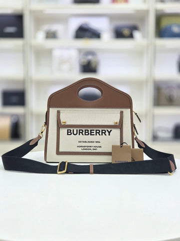 BURBERRY ツートンキャンバスポケットトートショルダーバッグ24年8036784 148808961