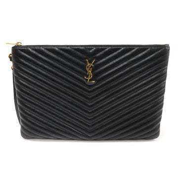Saint Laurent Black Matelassé Monogram Document Holder Strap Clutch 440222 148809688