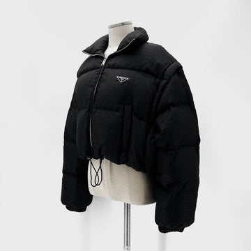 PRADA ジャカード コンバーチブル クロップ レディース ショート パディング ジャケット 29Y056 148810493