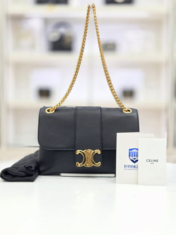 CELINE ティン ビクトワール サプリ グレイン カーフスキン ミディアム ゴールド金具 ショルダー クロスバッグ 116593FDU 148817786
