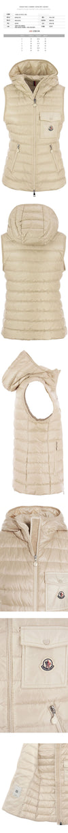 Moncler 24FW GLYGOS Logo Patch Hooded Padded Vest Beige 1A000 28 595ZZ 20N 120538980 [P]