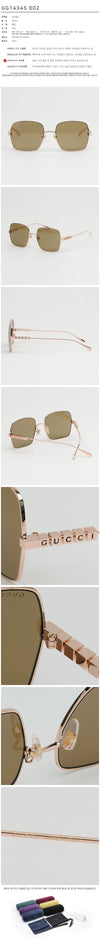 Gucci Sunglasses GG1434S 002 Luxury Metal Oversized Square Brown 91437893 [P]