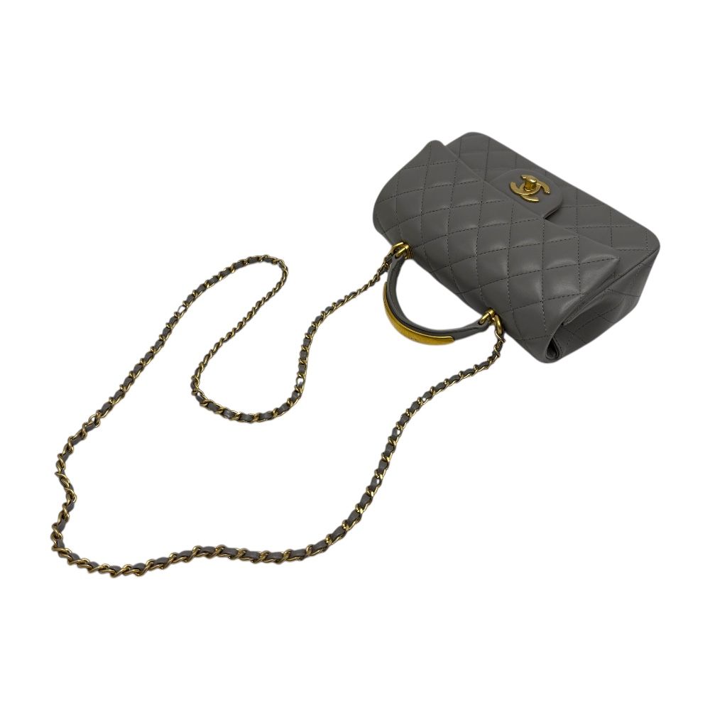 CHANEL Classic Top Handle New Mini Crossbody Lambskin Gray AS2431