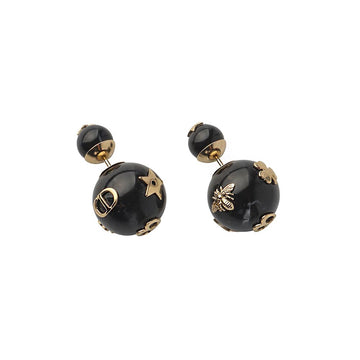 DIOR E2192WOMGM トライバル ゴールドフィニッシュ メタル ブラックストーン ボール イヤリング 36130-4 148890100