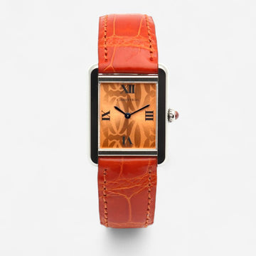CARTIER オレンジ限定版ダイヤルタンクソロスモールW1019455女性スチールウォッチ2009年単品 148977856