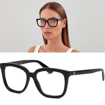 Gucci GG1319O Thick Transparent Horn Frame Black Fashion 124599759
