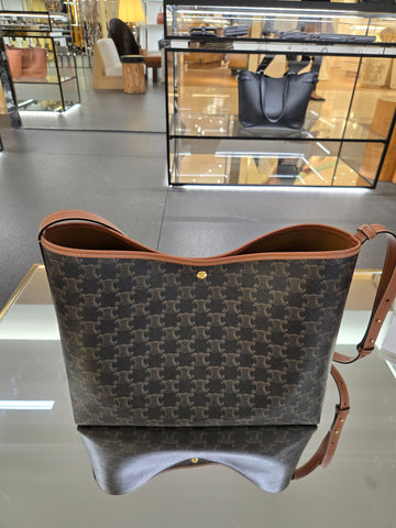 CELINE Trionf Canvas Kalbsleder Soft Shopper Tasche Tan 123912GXC 149020926