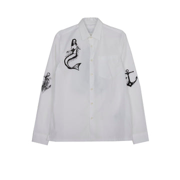 PRADA UCN425 T-Shirt mit Druck und Dreiecklogo Größe 39 149001530