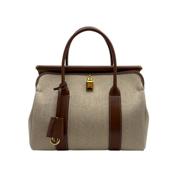 LORO PIANA Leinen Room Bag L25 Natur Karamell Zucker Canvas Sun Gold FAP6560 149089163