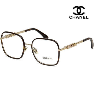 CHANEL Brille CH2215 C429 Luxus Hahnentritt Windsor Quadrat mit Logo Verzierung Gold 140967679