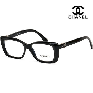 CHANEL Ch3467 C622 Luxury Heart Logo Decoration Black Horn Square Eyeglass Frame 140967658