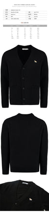Maison Kitsune Fox Patch V-Neck Cardigan Black HM00501KT1006 P199 114563592 [P]