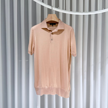 LORO PIANA Wolle Strick Kragen Hellrosa Kurzarm T-Shirt 50 149157081