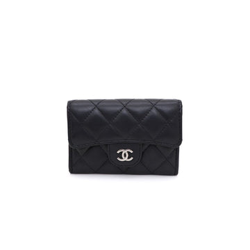 CHANEL AP0214 Schwarz Lammleder Silber CC Klassische Kartenetui kk33807060 149160196