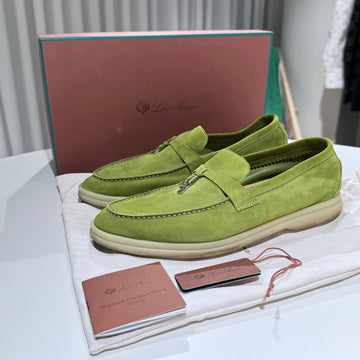 Loro Piana Summer Walk Suede Green Loafer 38.5 149161595