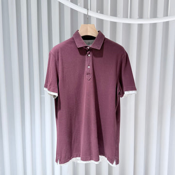 BRUNELLO CUCINELLI XL / Baumwoll-Polo-T-Shirt in Weinrot 12345 149162758